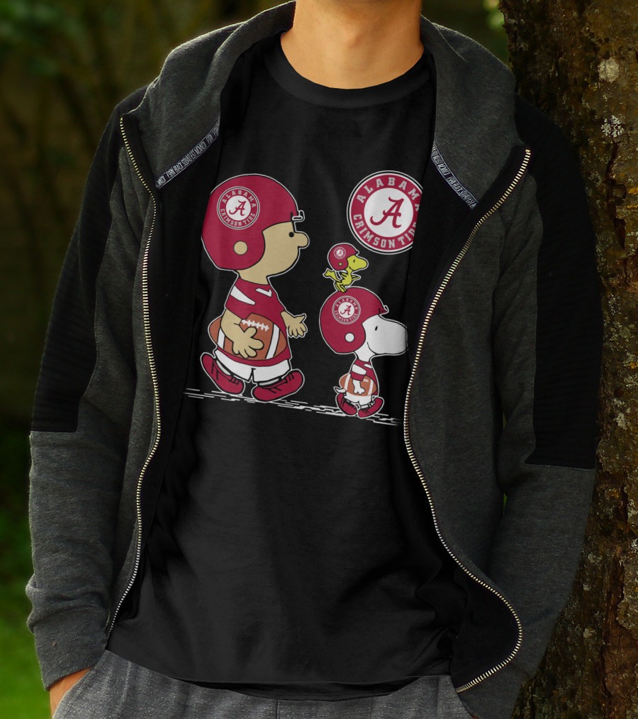 Alabama Crimson Tide Football Peanuts Characters Woodstock And Snoopy T-Shirt