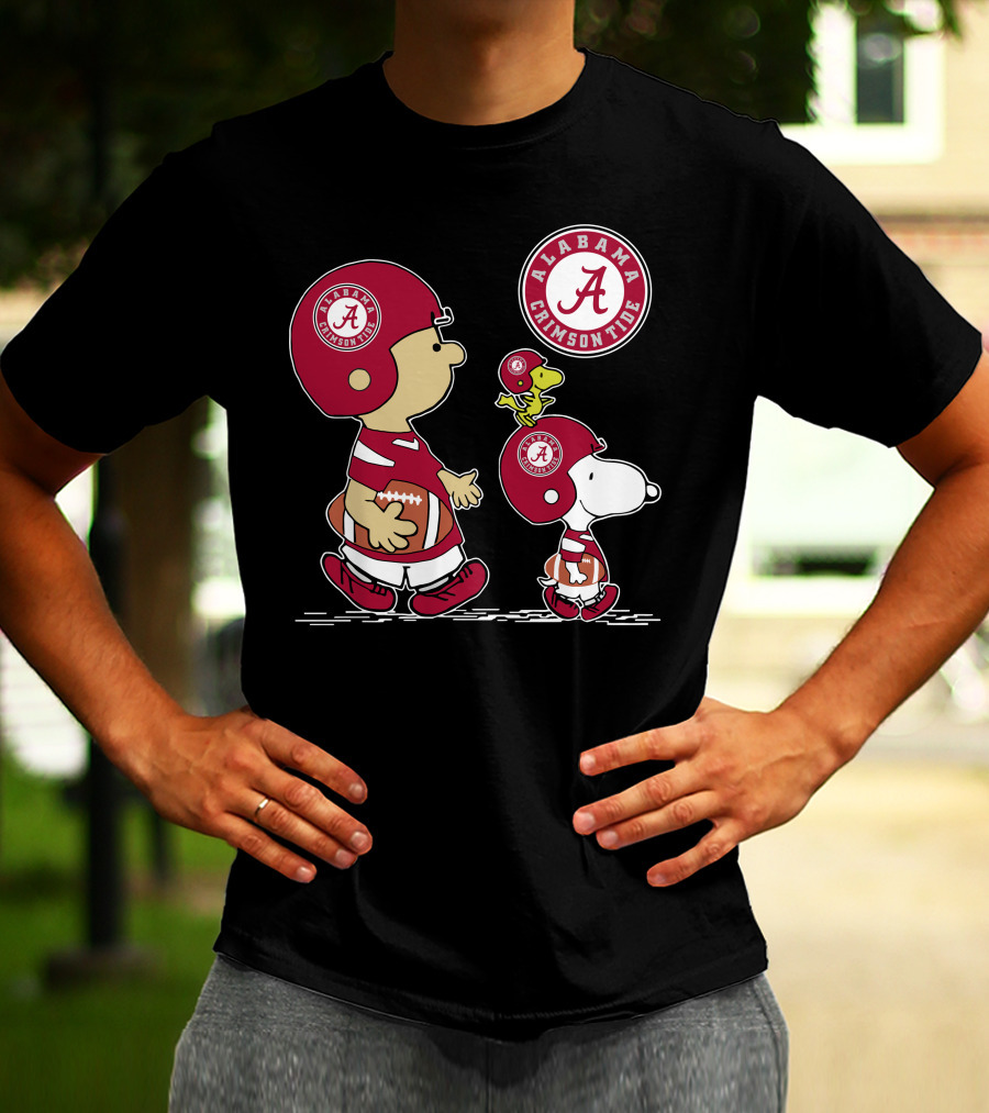 Alabama Crimson Tide Football Peanuts Characters Woodstock And Snoopy T-Shirt