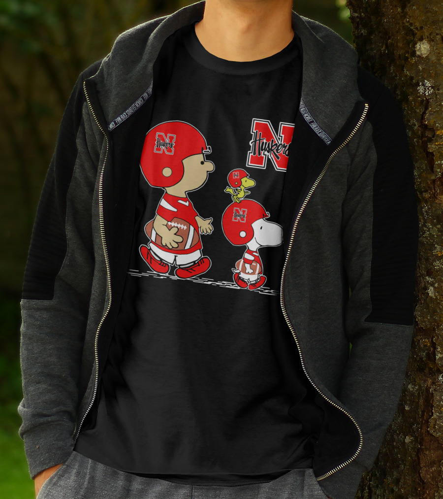Nebraska Cornhuskers Huskers N Football Peanuts Characters T-Shirt