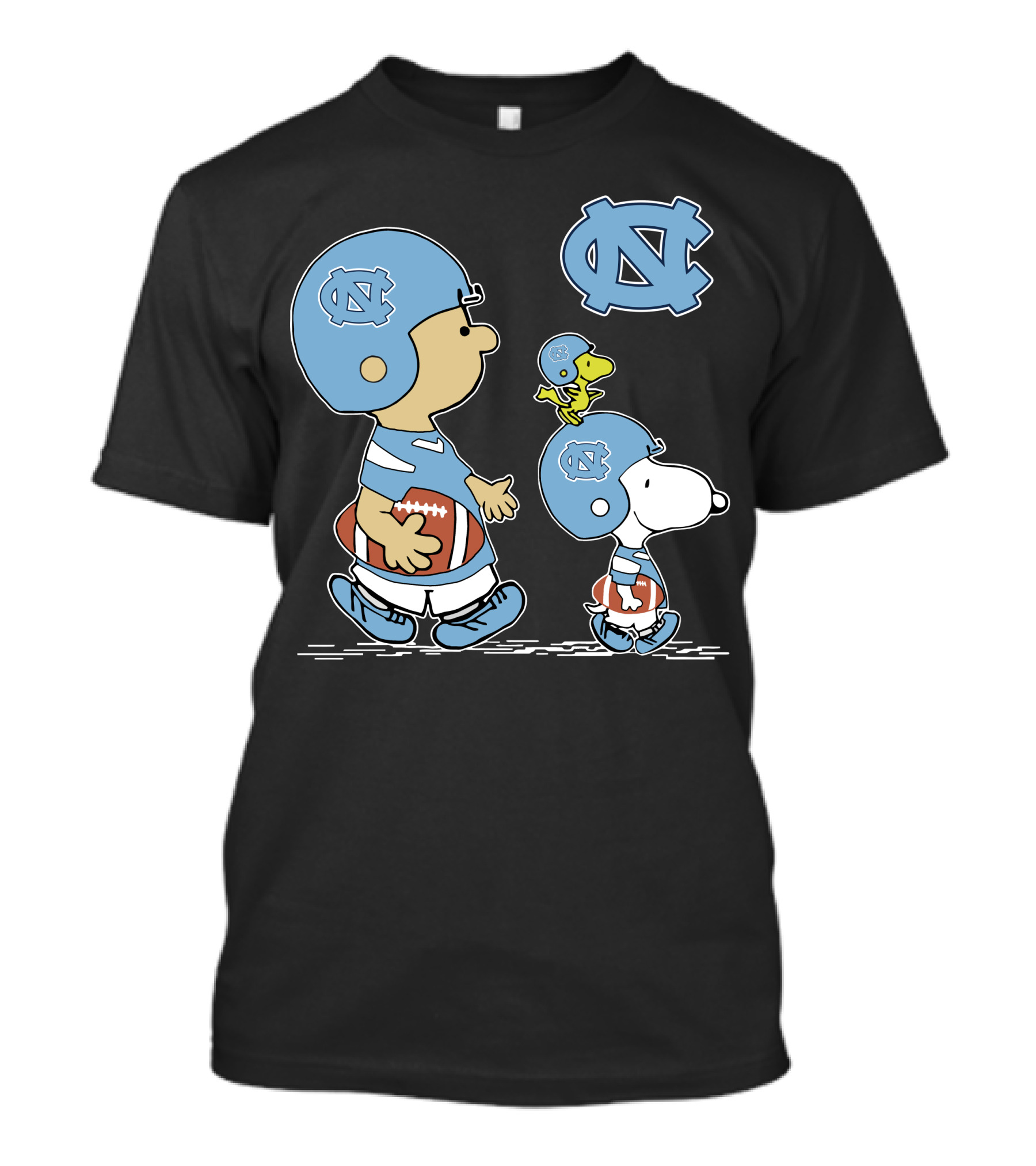North Carolina Tar Heels Snoopy Peanuts Football Trio With UNC T-Shirt