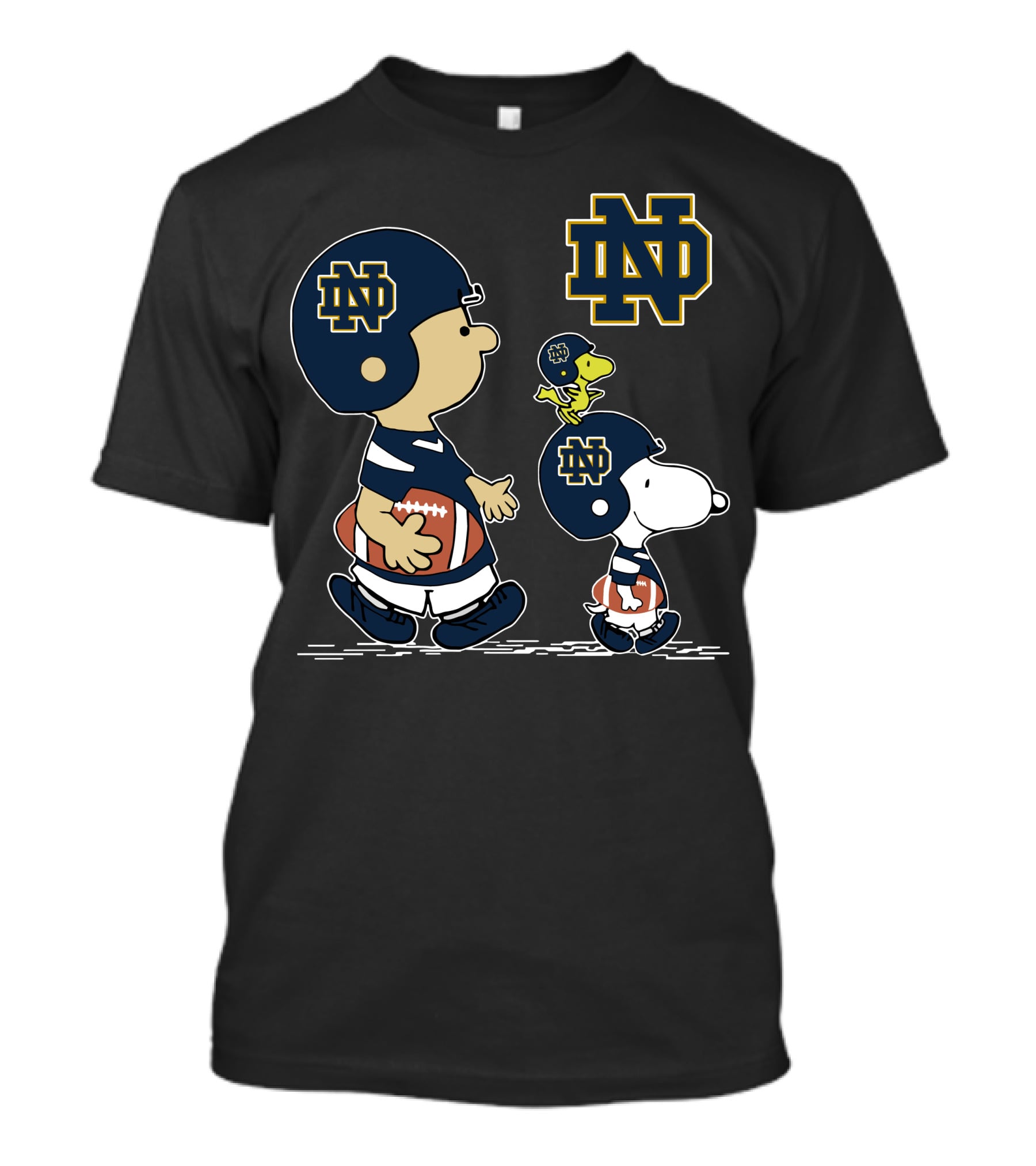 Notre Dame Fighting Irish Peanuts Characters Football Helmets ND T-Shirt