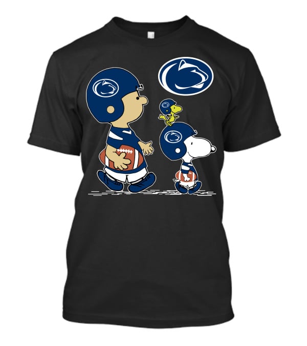 Penn State Nittany Lions Football With Peanuts Characters In Blue Helmets T-Shirt
