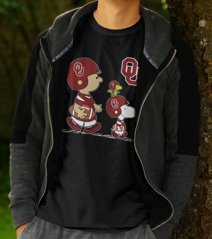 Ou Sooners Football Featuring Peanuts Characters Charlie Brown And Snoopy T-Shirt