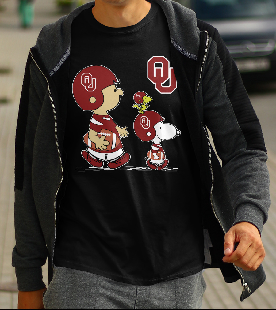 Ou Sooners Football Featuring Peanuts Characters Charlie Brown And Snoopy T-Shirt
