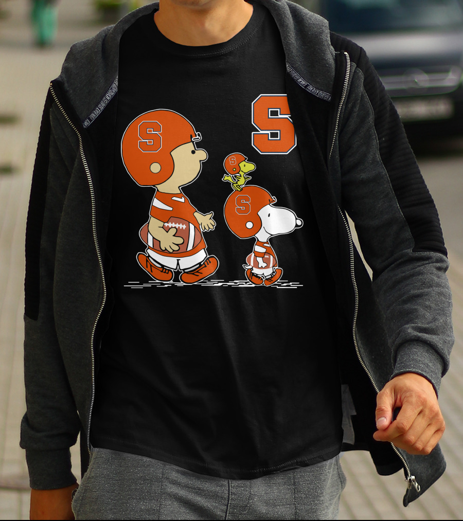 Syracuse Orange Football Peanuts Characters With Helmets T-Shirt