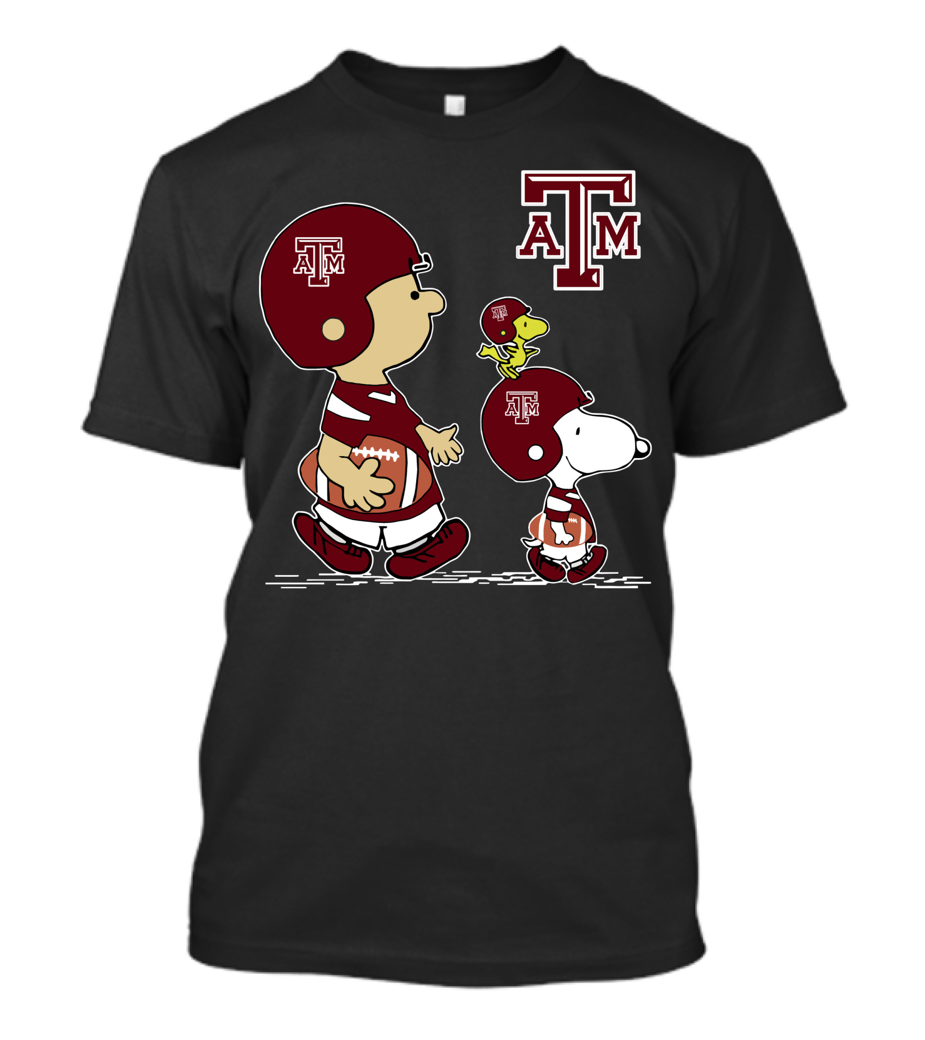 Texas A&M Aggies Peanuts Football Characters Walking T-Shirt