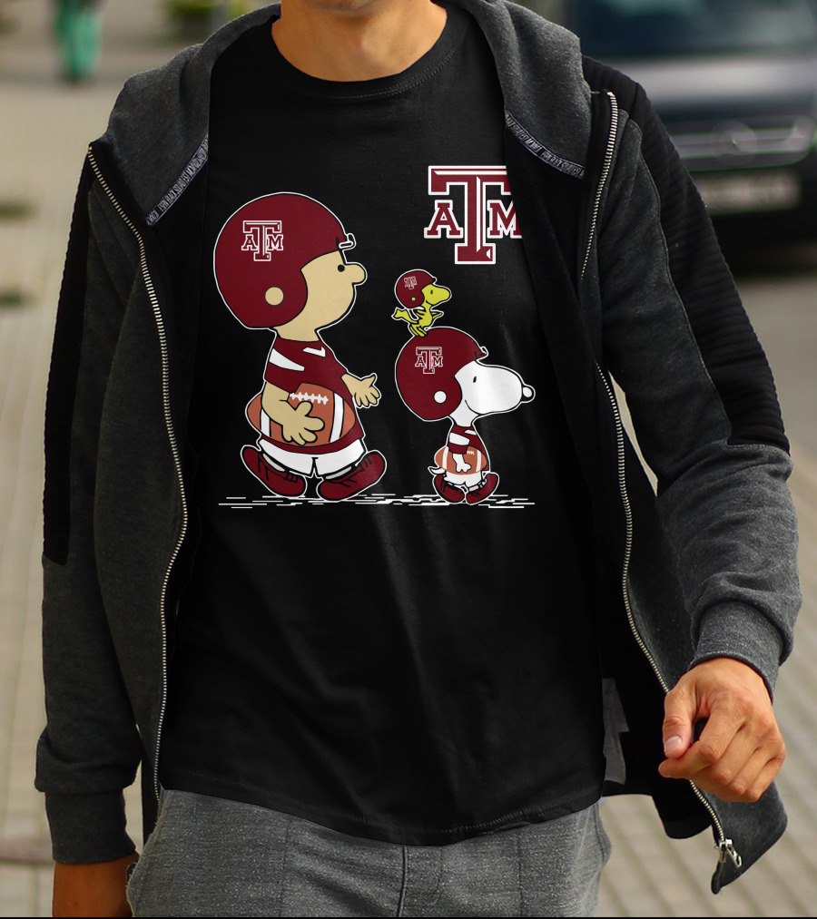 Texas A&M Aggies Peanuts Football Characters Walking T-Shirt