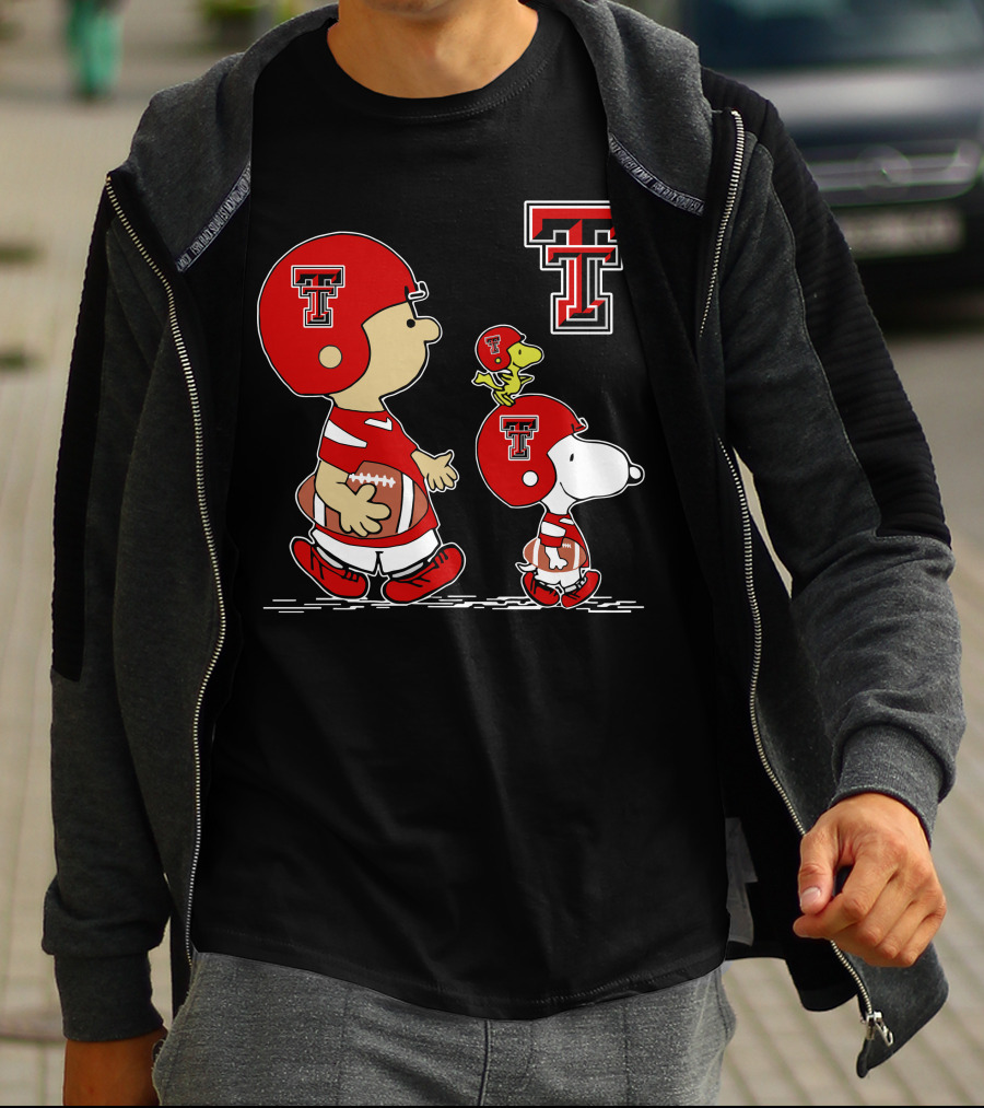 Texas Tech Red Raiders Peanuts Football Characters T-Shirt