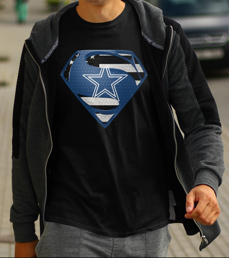 Dallas Cowboys Superman Logo With American Flag Elements T-Shirt