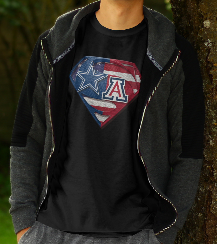 Dallas Cowboys Arizona Wildcats Superman American Flag T-Shirt
