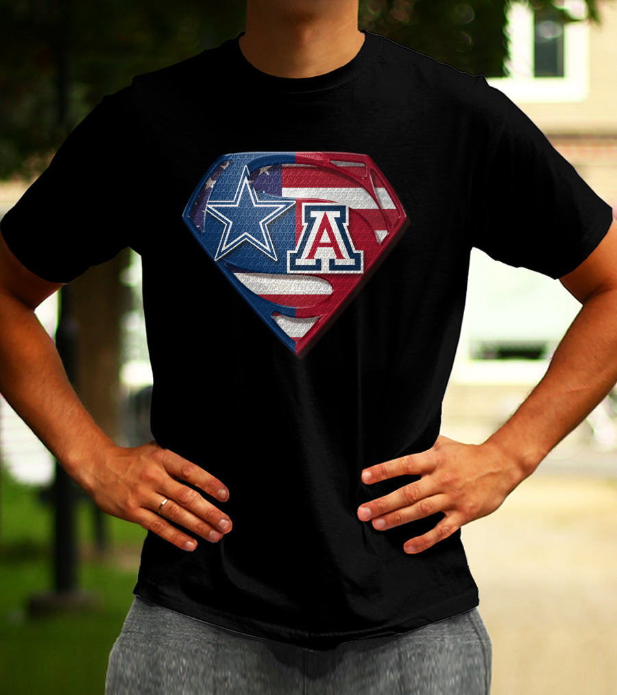 Dallas Cowboys Arizona Wildcats Superman American Flag T-Shirt