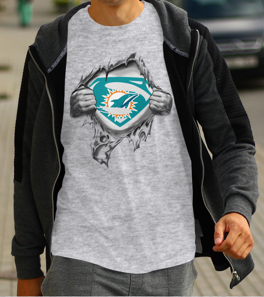 Miami Dolphins Superman Shield Logo Fan T-Shirt