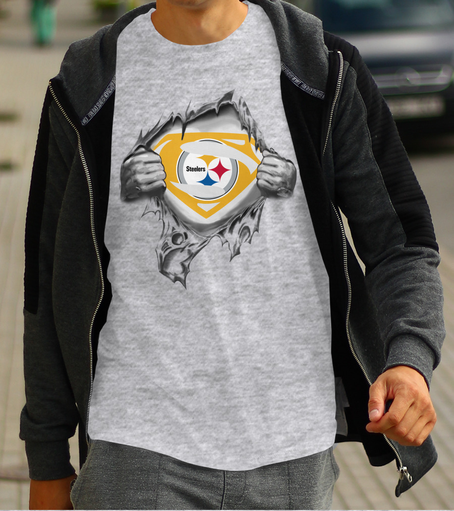 Steelers Logo Superhero Chest Reveal T-Shirt