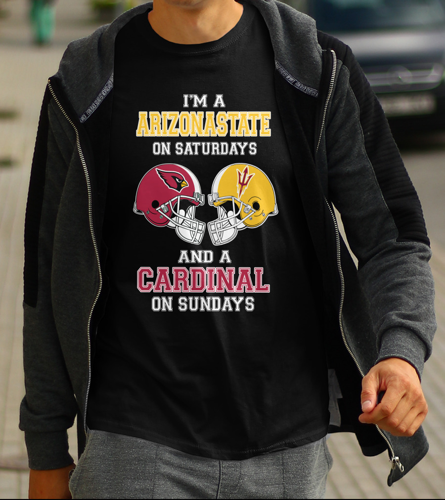 I'm A Arizona State On Saturdays And A Cardinal On Sundays Football Helmets T-Shirt