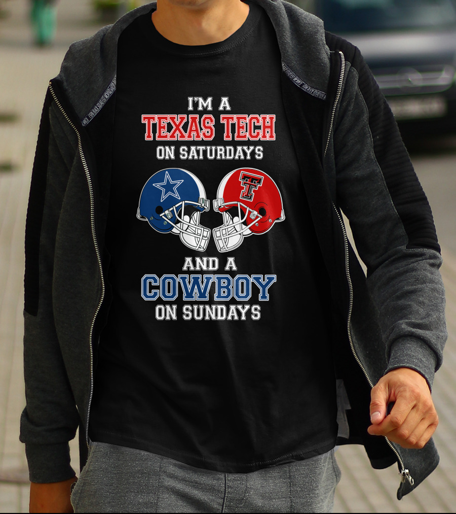 Texas Tech Saturdays Cowboys Sundays Football Helmets T-Shirt