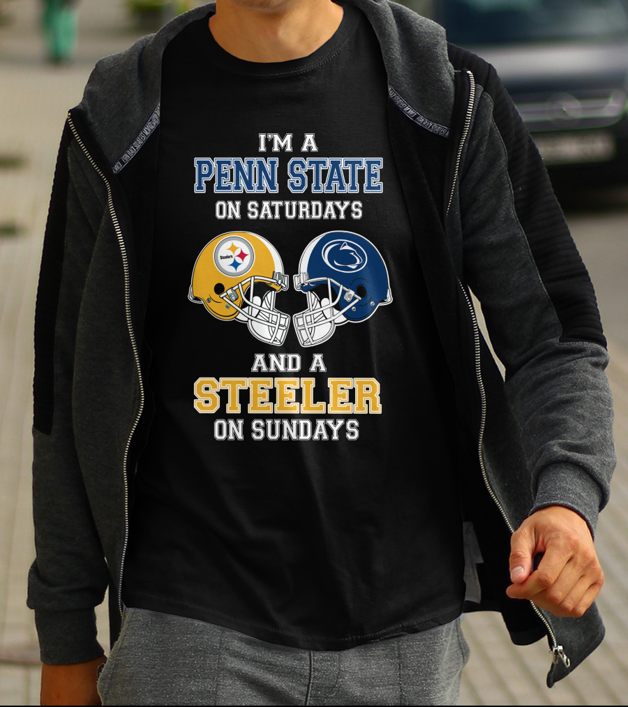 Penn State Saturdays Steelers Sundays Football Helmets T-Shirt