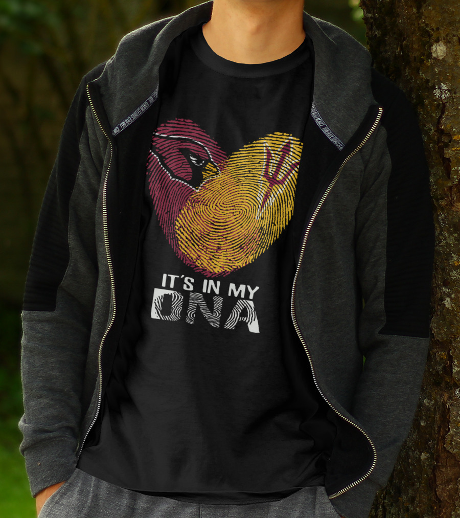 Arizona Cardinals Arizona State It's In My Dna Fingerprint Heart T-Shirt