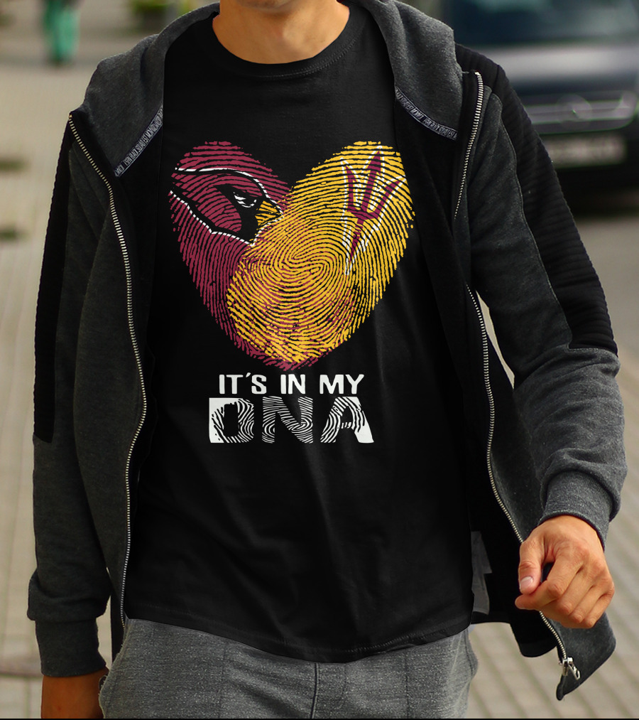 Arizona Cardinals Arizona State It's In My Dna Fingerprint Heart T-Shirt