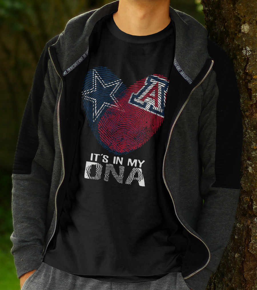 Cowboys Arizona Wildcats It's In My DNA Fingerprint Heart T-Shirt