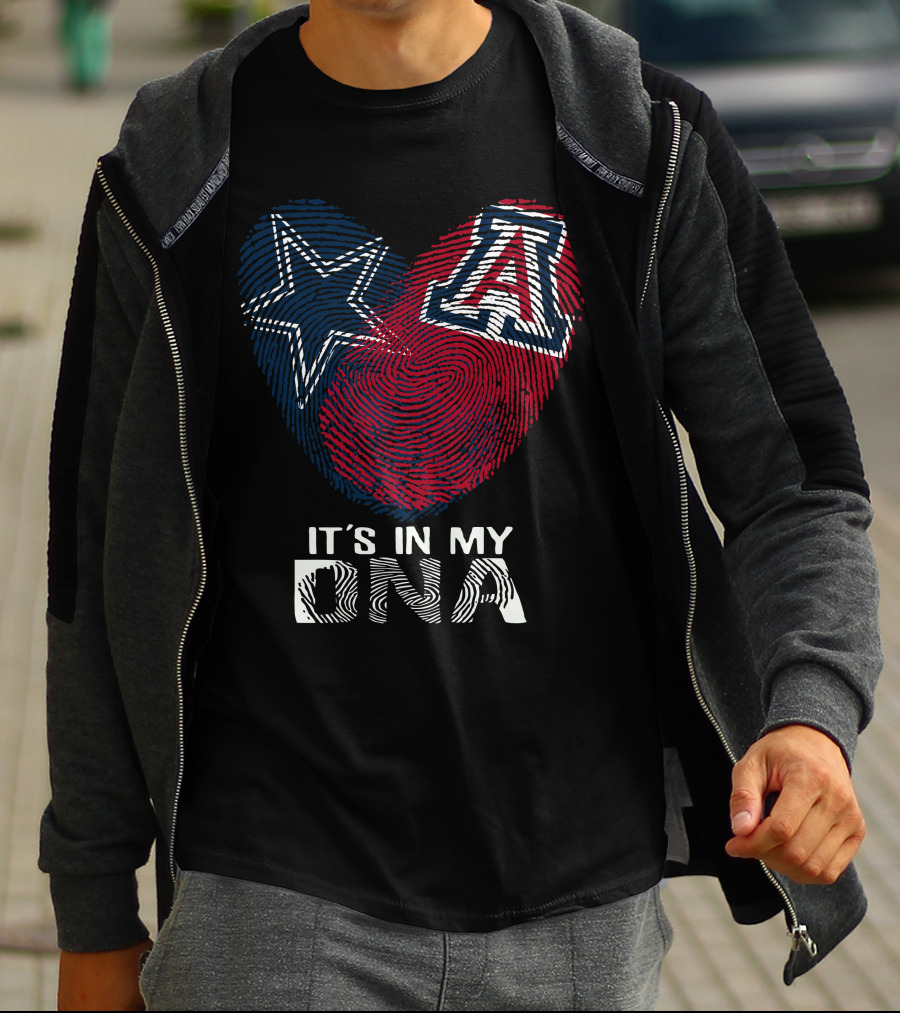 Cowboys Arizona Wildcats It's In My DNA Fingerprint Heart T-Shirt