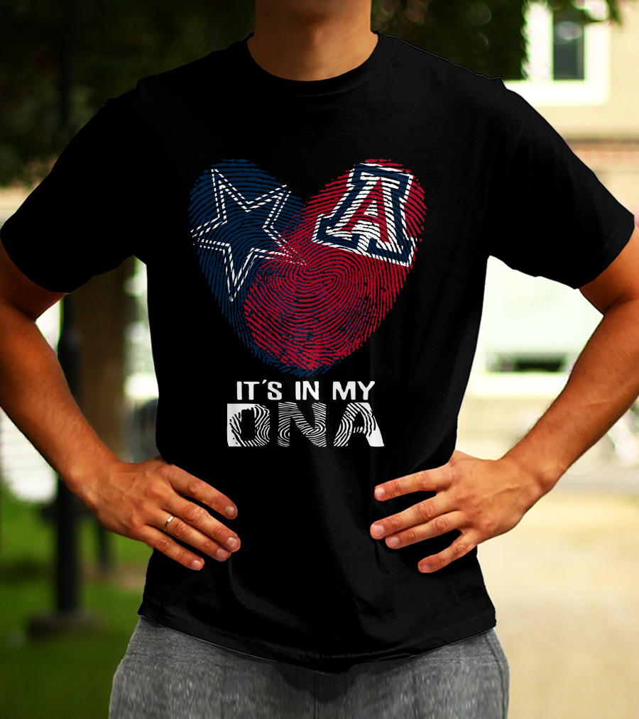 Cowboys Arizona Wildcats It's In My DNA Fingerprint Heart T-Shirt
