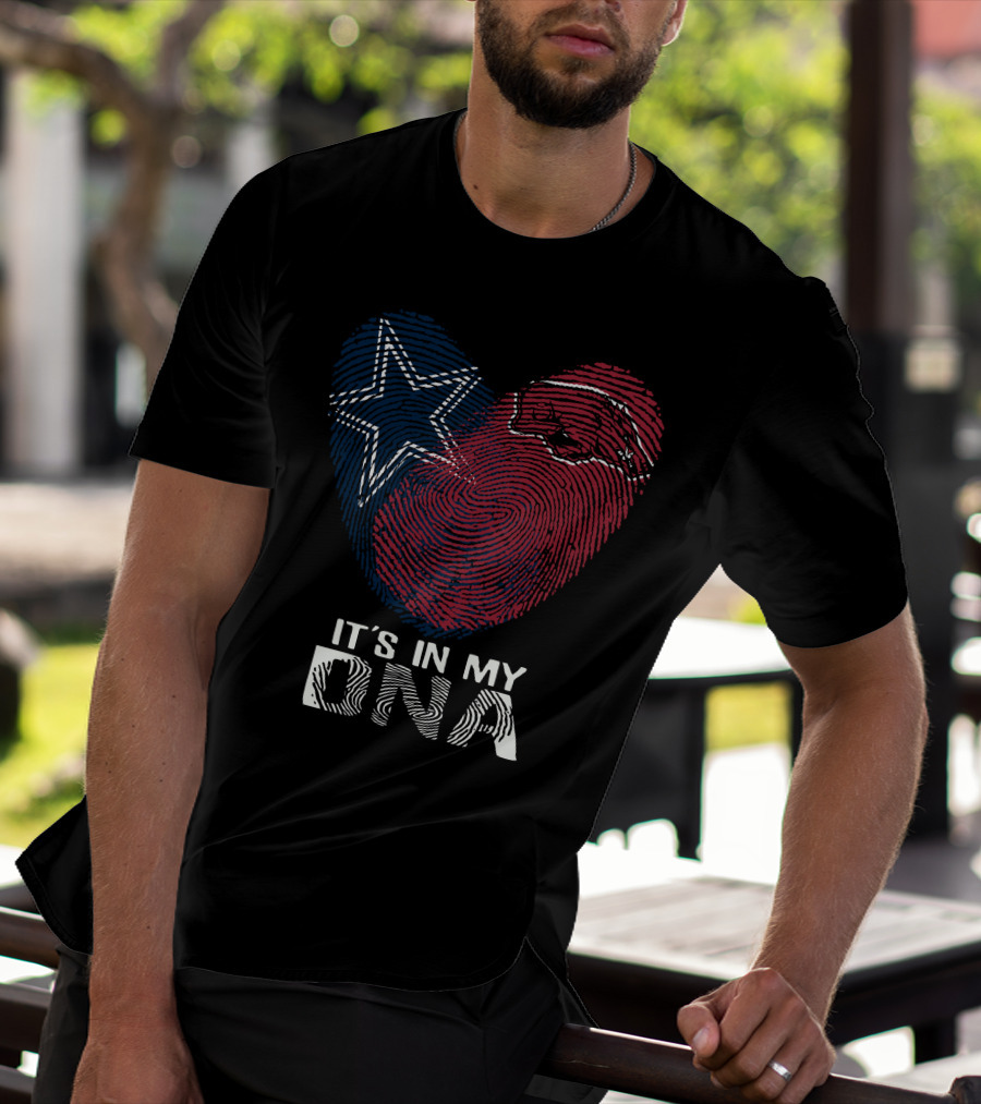Cowboys Arkansas Razorbacks It's In My DNA Fingerprint Heart With Star And Hog T-Shirt