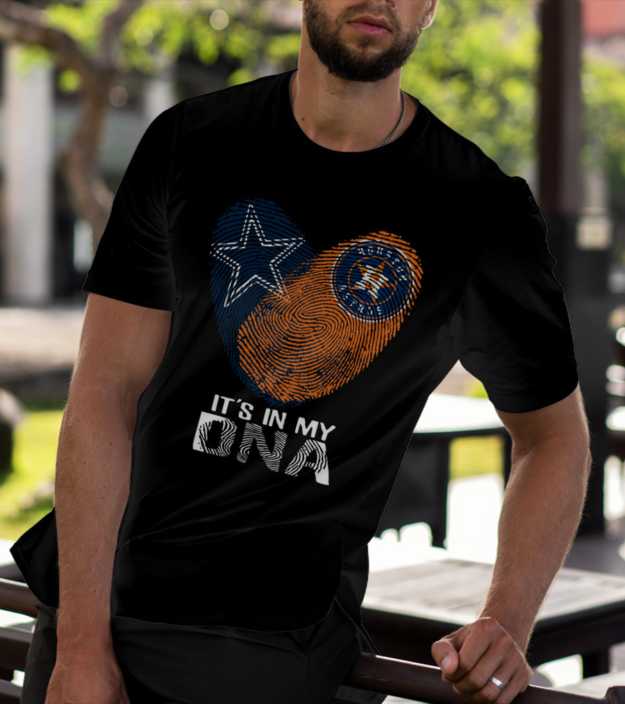 Cowboys Houston Astros Star Fingerprint It's In My DNA T-Shirt