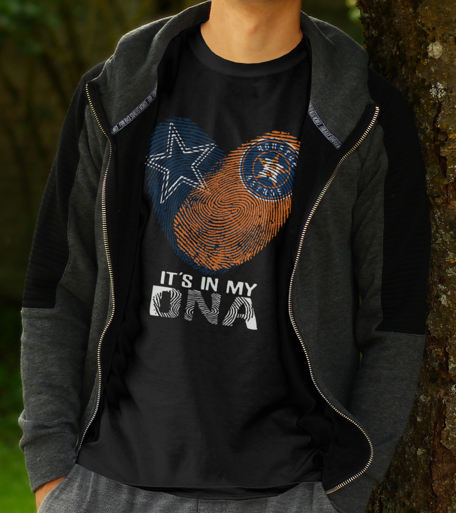Cowboys Houston Astros Star Fingerprint It's In My DNA T-Shirt