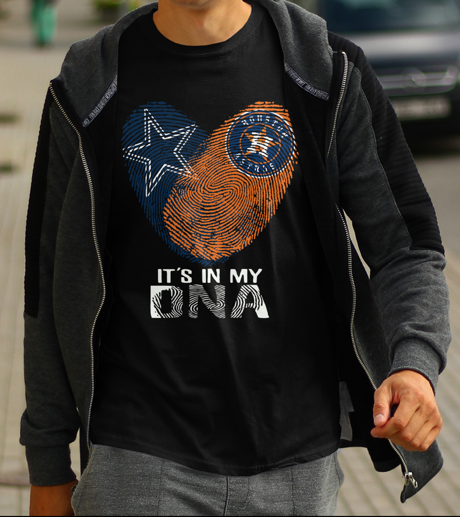 Cowboys Houston Astros Star Fingerprint It's In My DNA T-Shirt