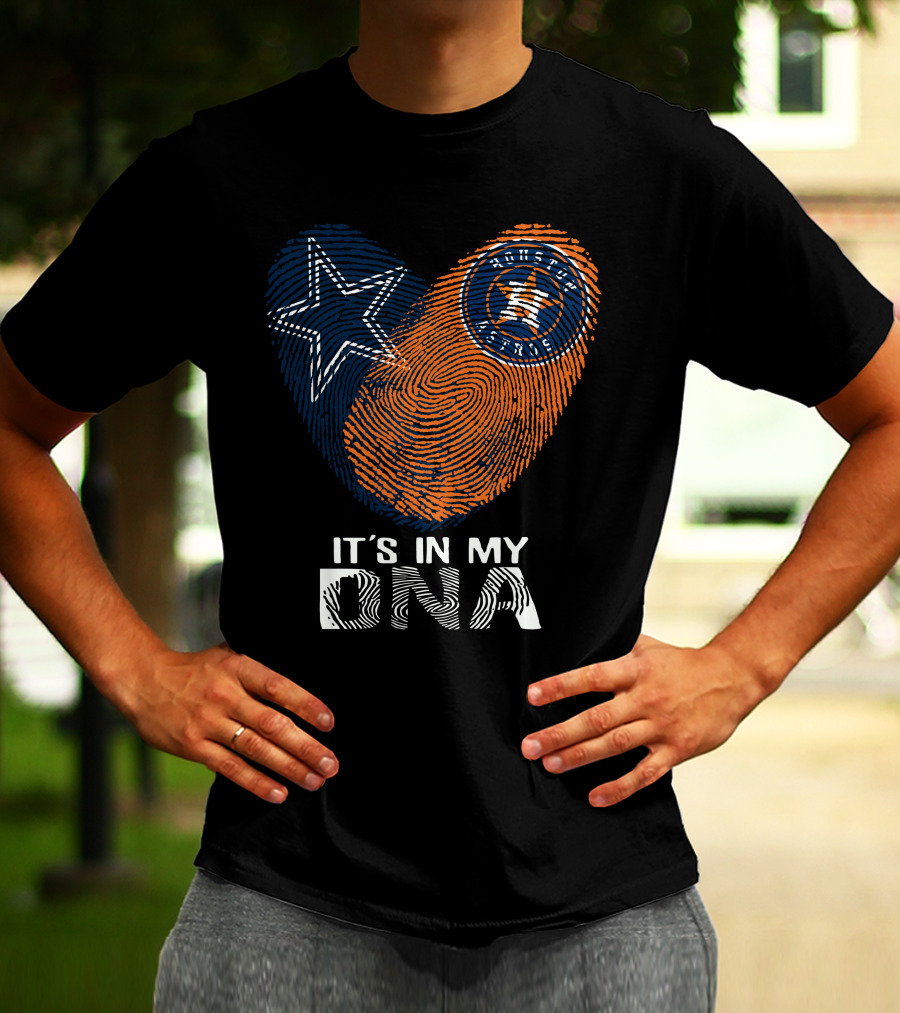 Cowboys Houston Astros Star Fingerprint It's In My DNA T-Shirt