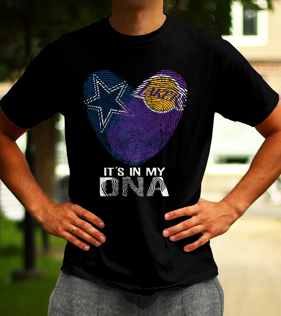Cowboys And Lakers Star And Basketball It's In My DNA T-Shirt