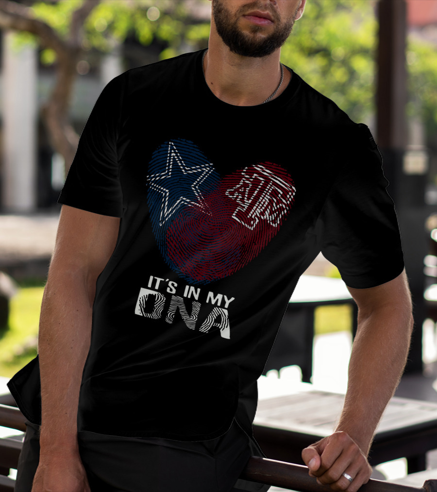 It's In My DNA Cowboys Texas A&M Aggies Star Logo Fingerprint T-Shirt