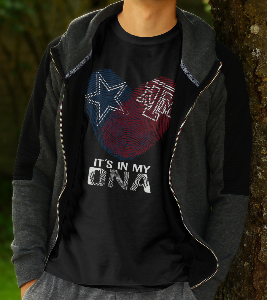 It's In My DNA Cowboys Texas A&M Aggies Star Logo Fingerprint T-Shirt