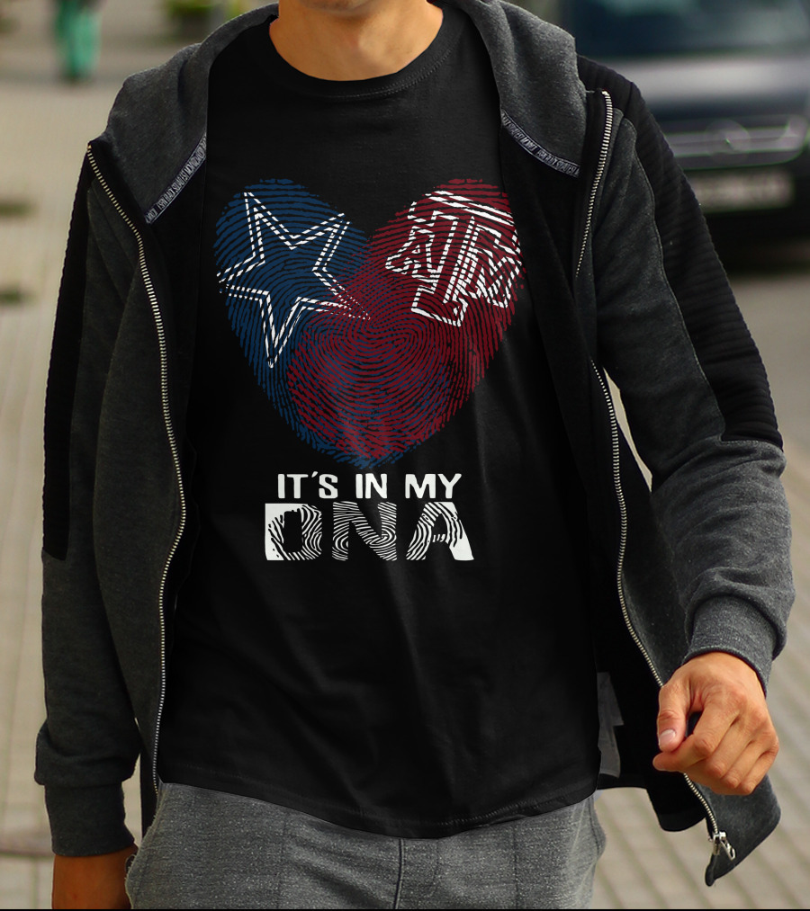 It's In My DNA Cowboys Texas A&M Aggies Star Logo Fingerprint T-Shirt