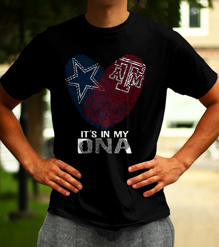 It's In My DNA Cowboys Texas A&M Aggies Star Logo Fingerprint T-Shirt