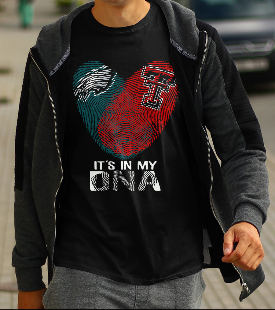 Philadelphia Eagles Texas Tech Fingerprint It's In My DNA T-Shirt
