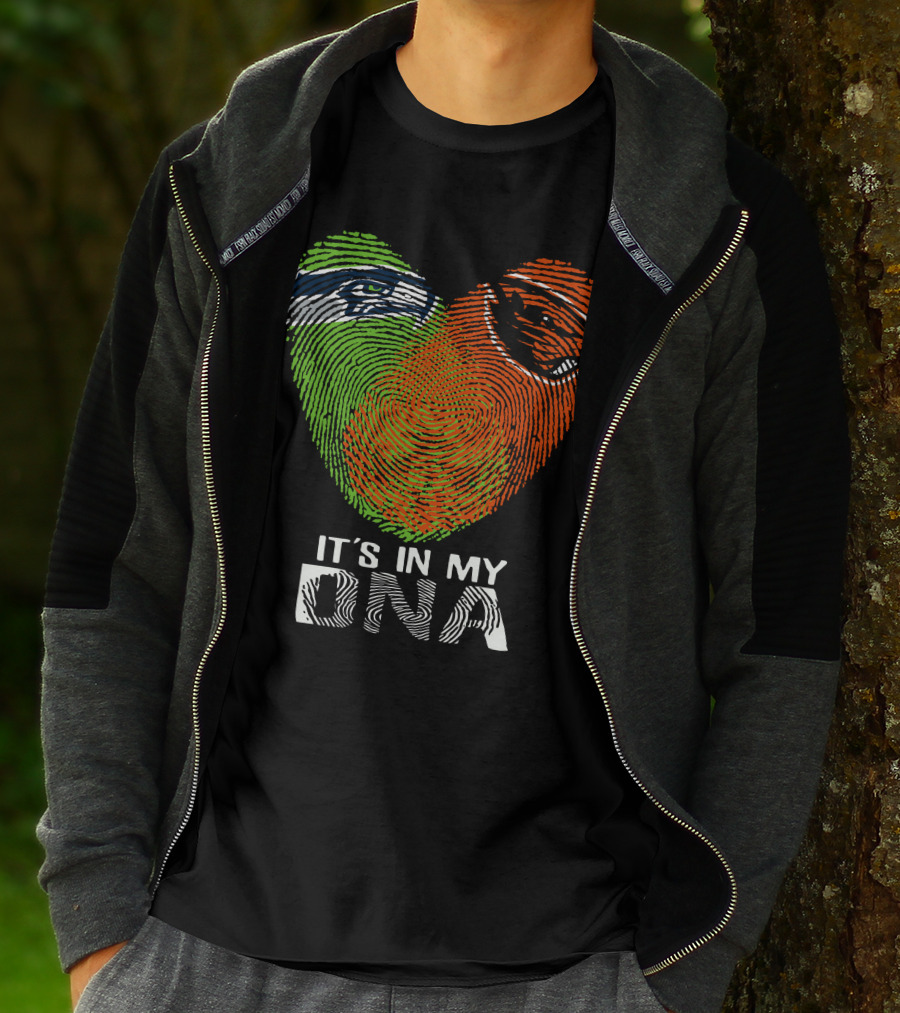 Seahawks Beavers It's In My DNA Heart Fingerprint T-Shirt