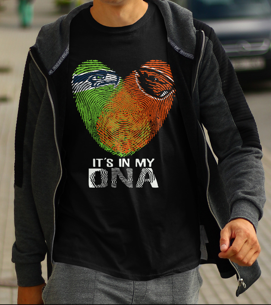 Seahawks Beavers It's In My DNA Heart Fingerprint T-Shirt