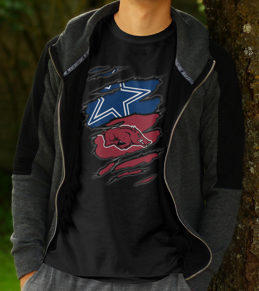 Dallas Cowboys And Arkansas Razorbacks Tear T-Shirt