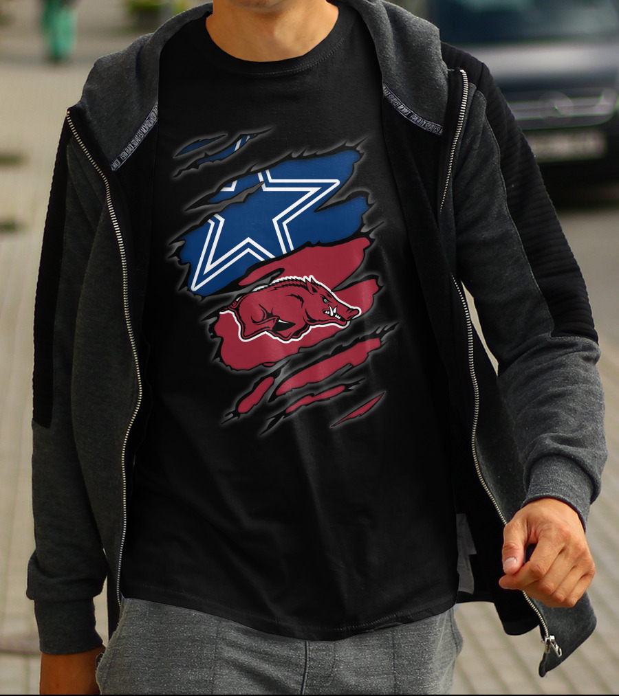 Dallas Cowboys And Arkansas Razorbacks Tear T-Shirt