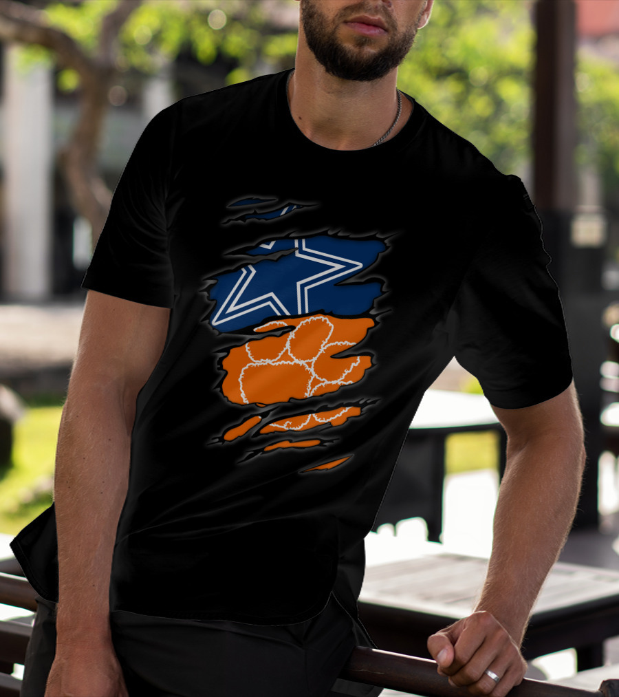Dallas Cowboys Clemson Tigers Paw Claw Marks T-Shirt