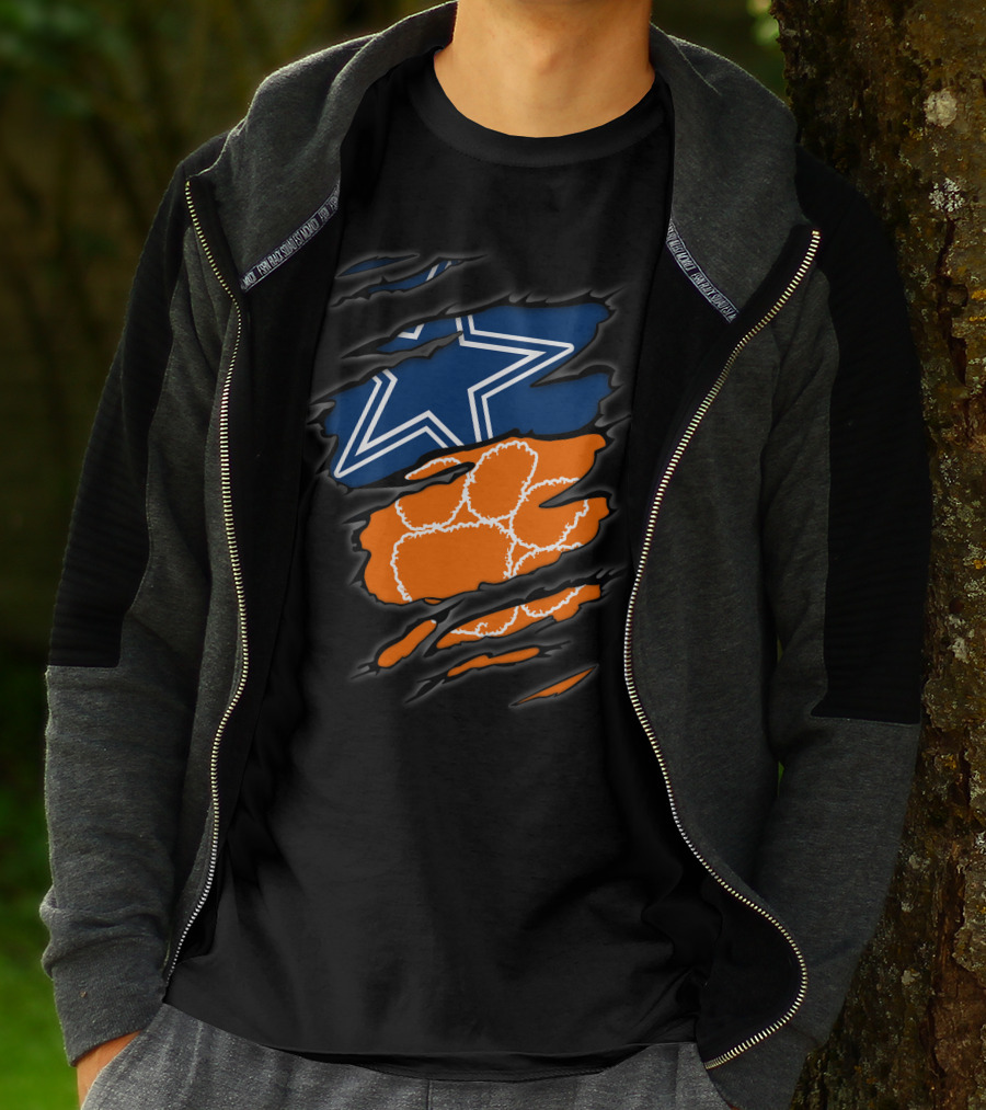 Dallas Cowboys Clemson Tigers Paw Claw Marks T-Shirt