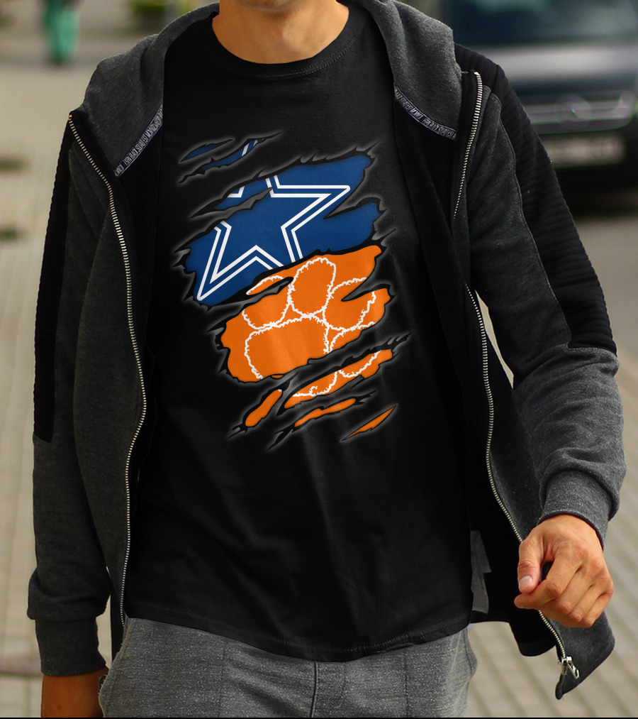 Dallas Cowboys Clemson Tigers Paw Claw Marks T-Shirt