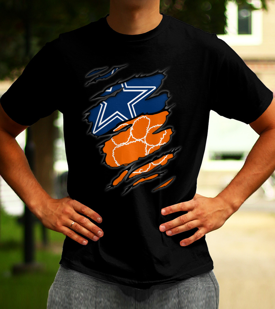 Dallas Cowboys Clemson Tigers Paw Claw Marks T-Shirt