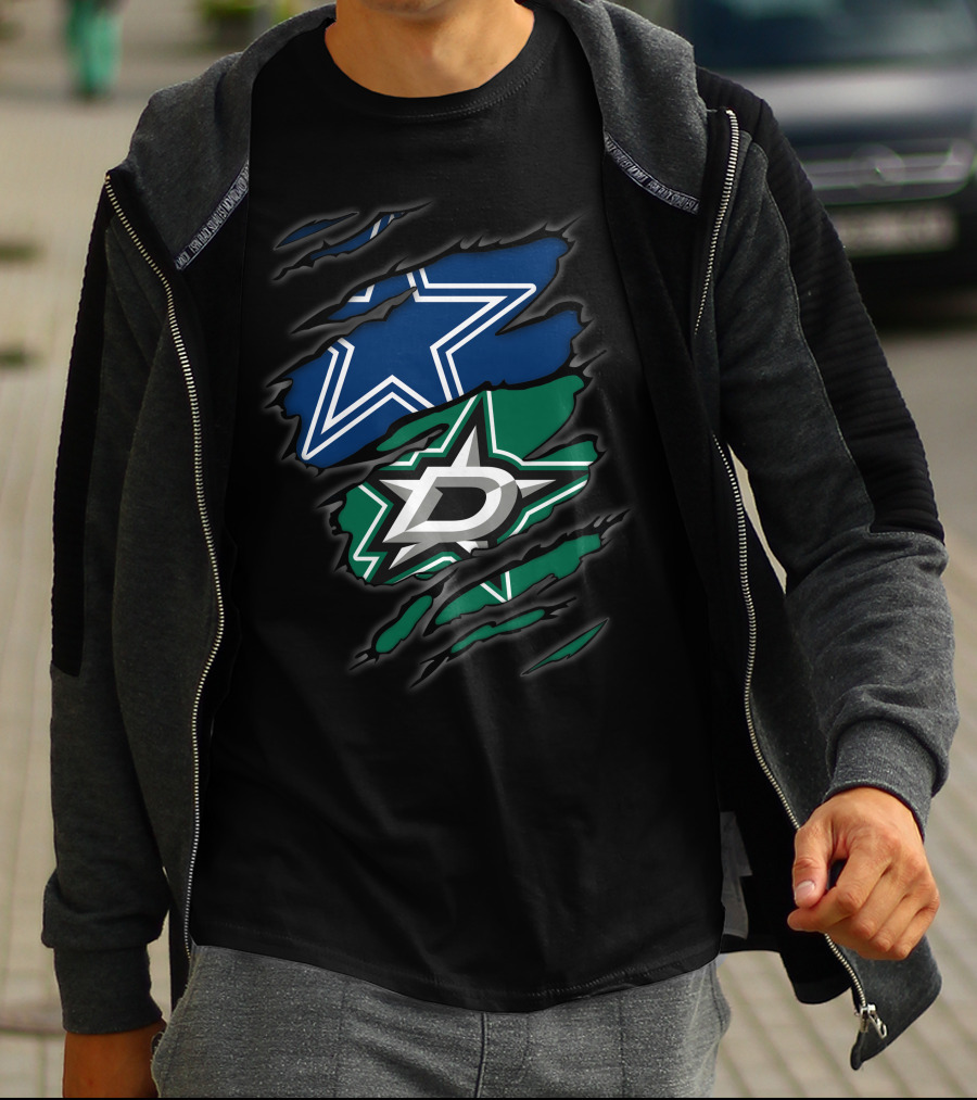 Dallas Cowboys Stars Dual Team Collaboration T-Shirt