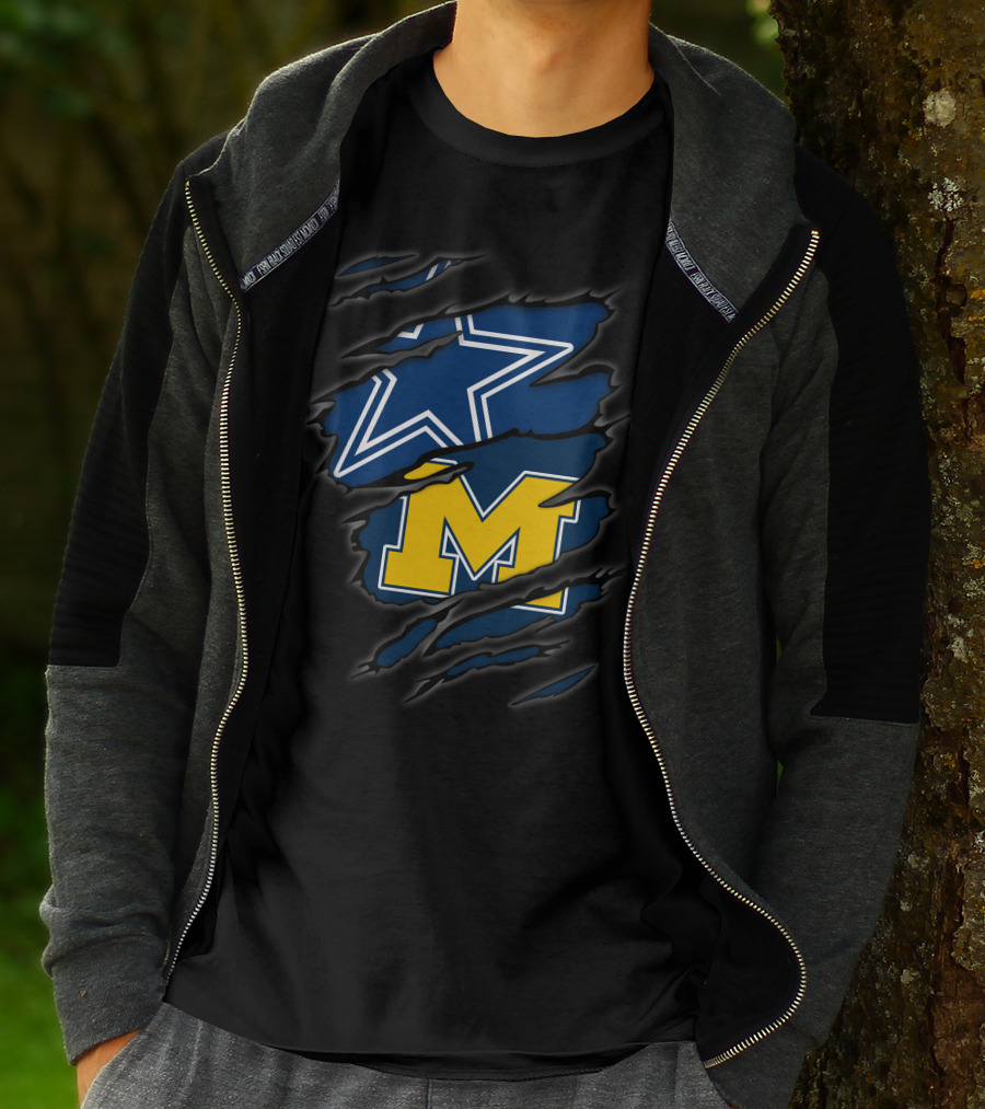 Cowboys Dallas Star Michigan Wolverines M Logo Combo T-Shirt
