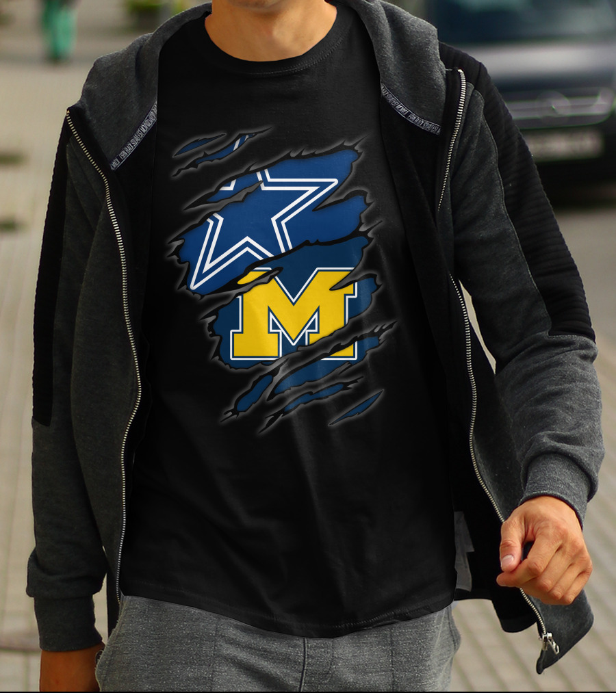 Cowboys Dallas Star Michigan Wolverines M Logo Combo T-Shirt