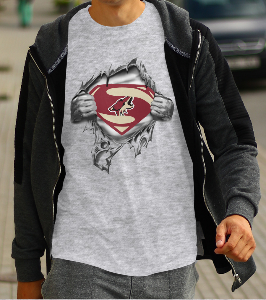 Coyotes Logo Superman Shield Rip T-Shirt