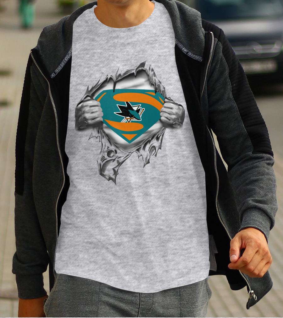 San Jose Sharks Superman Logo Transformation T-Shirt