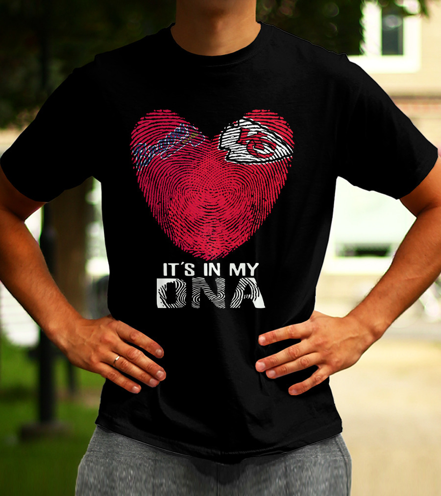 Atlanta Braves Chiefs Fingerprint Heart It's In My Dna T-Shirt
